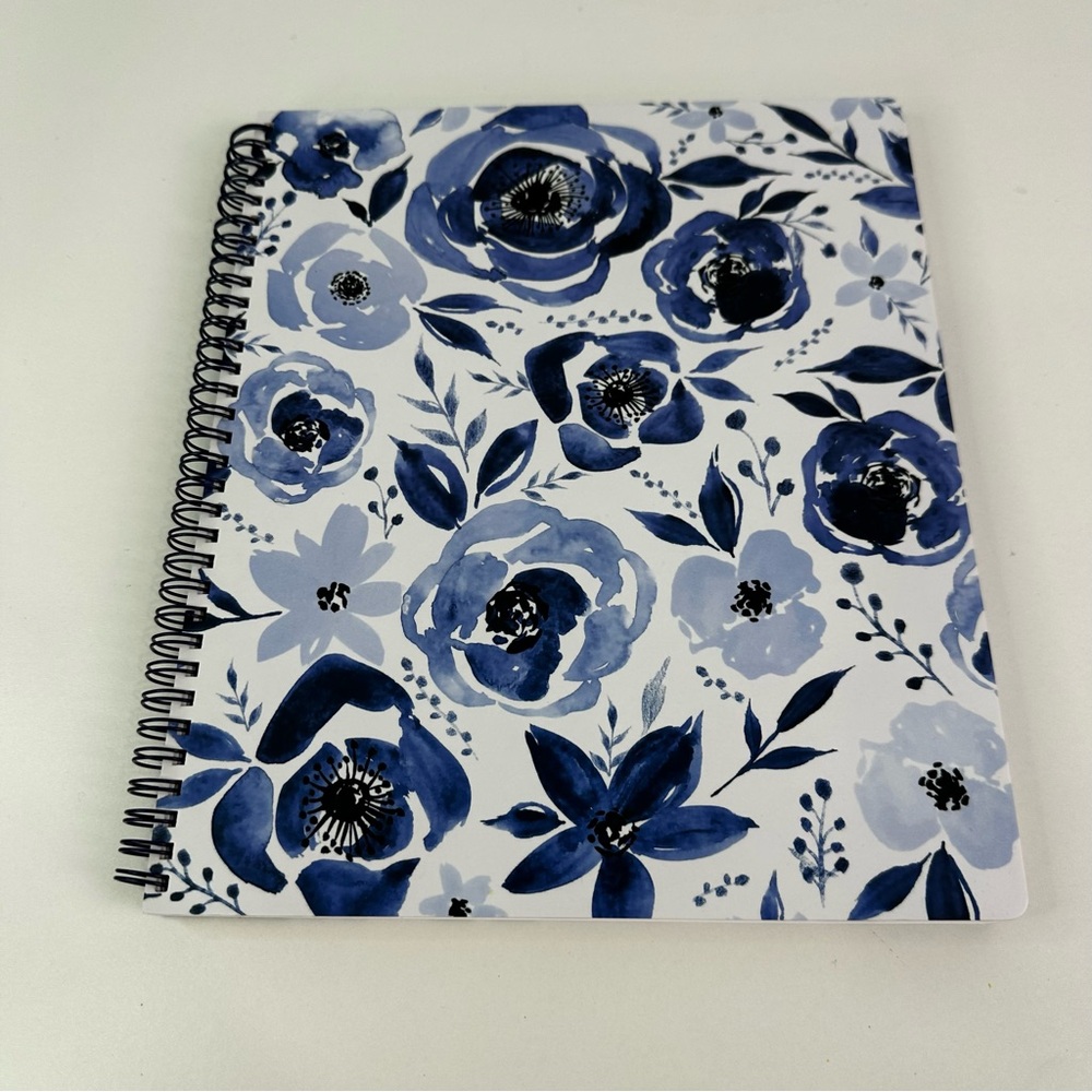 Steel Mill & Co. Blue, White Floral Spiral College Rule Hardcover Notebook